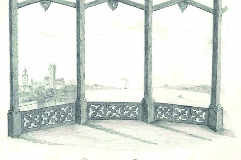 Gemälde vom Pavillon im Badgarten